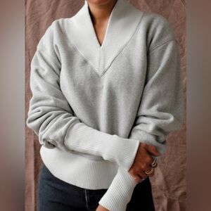 Agolde Los Angeles Klara V Neckline Oversized Grey Sweatshirt Size Large